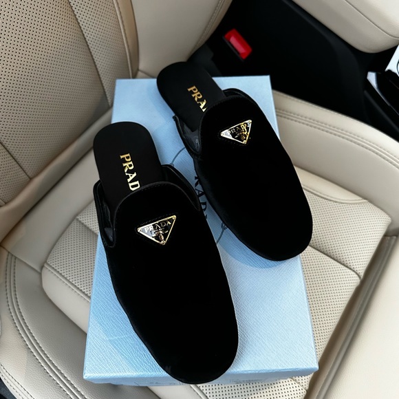 Prada Velvet slippers sz 37 - Picture 1 of 15